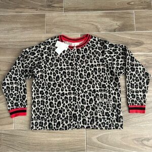 MELLODAY Leopard Print Top with Red Trim